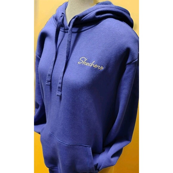 Skechers Hoodie Jacket Size L Kangaroo Pockets Pullover Cotton Blue - Picture 3 of 8